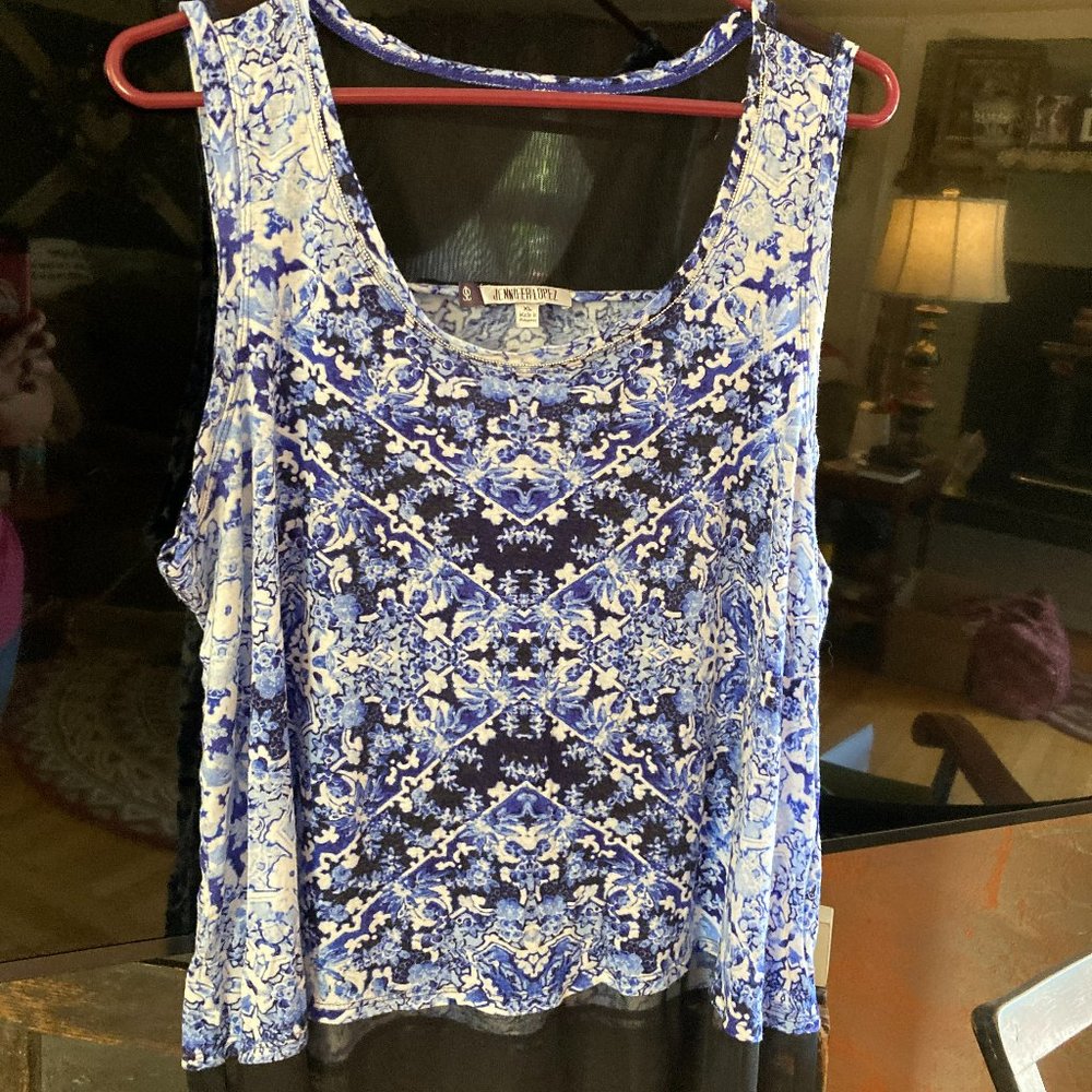 Beautiful Sleeveless Jennifer Lopez XL Rayon Soft Blue Shirt